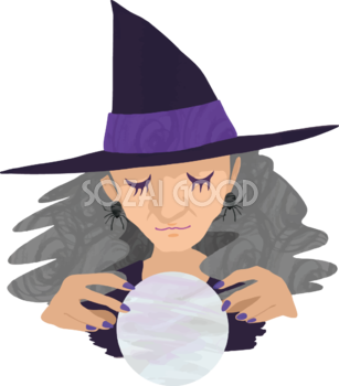 ハロウィン「水晶と魔女」イラストかわいい無料フリー84275