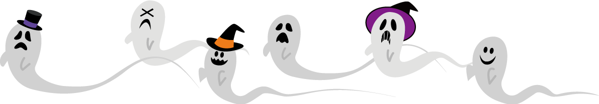 ハロウィン「ライン(おばけ行列)」かわいいイラスト無料フリー84288に写真・文字を入れる