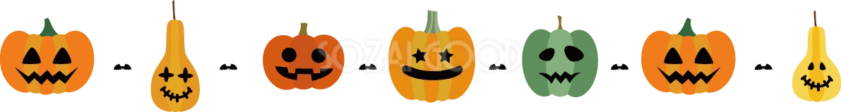 ハロウィン「ライン(かぼちゃとコウモリが並ぶ)」かわいいイラスト無料フリー84290