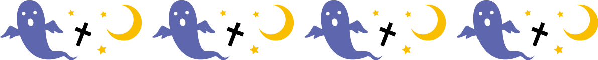 ハロウィン おばけと十字架と月のかわいいラインイラスト無料フリー84300に写真・文字を入れる