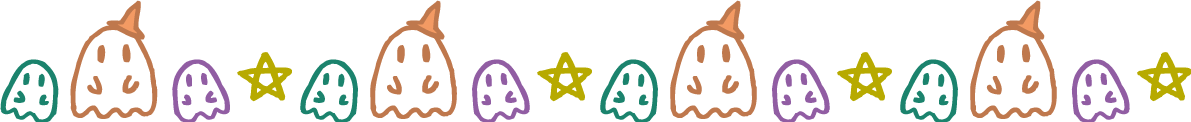 ハロウィン おばけと星のかわいいラインイラスト無料フリー84302に写真・文字を入れる