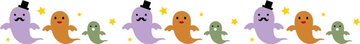 ハロウィン おばけの親子のかわいいラインイラスト無料フリー84303に写真・文字を入れる