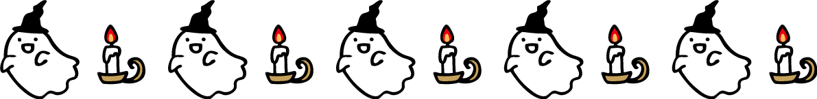 ハロウィン 帽子をかぶったおばけとロウソクのかわいいラインイラスト無料フリー84306に写真・文字を入れる