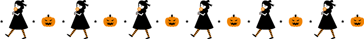 ハロウィン キャンディーを食べながら歩く女の子とかぼちゃのかわいいラインイラスト無料フリー84330に写真・文字を入れる