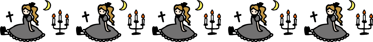 ハロウィン 座っている女の子とロウソクとおばけのかわいいラインイラスト無料フリー84333に写真・文字を入れる