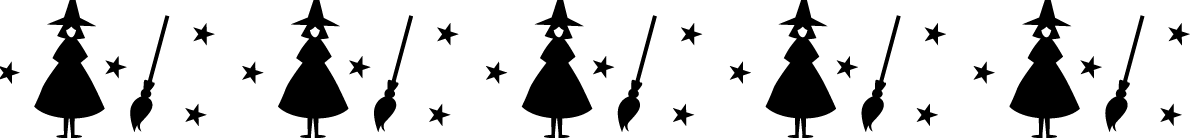 ハロウィン シルエットの魔女とほうきと星のかわいいラインイラスト無料フリー84339に写真・文字を入れる