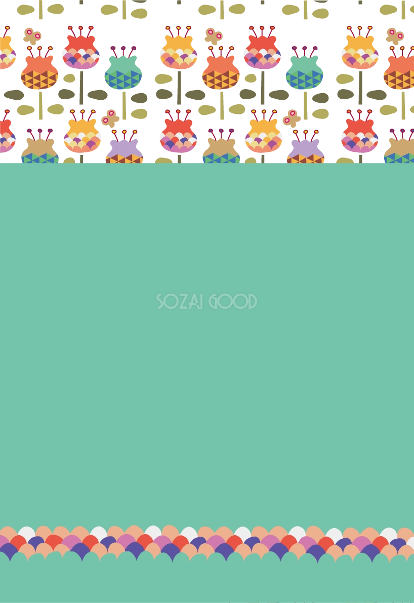 かわいいカラフルチューリップ(縦型)背景イラストフリー無料84387