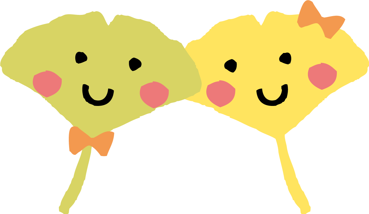 かわいい男の子と女の子のイチョウの葉イラスト無料フリーid}に写真・文字を入れる