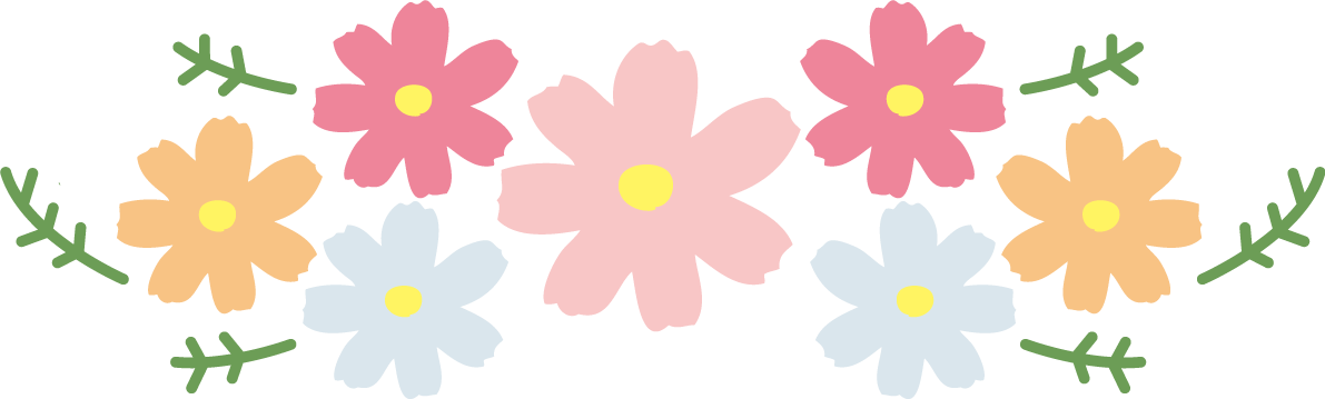 かわいいカラフルなコスモス(秋桜)の花飾りイラスト無料フリー84505に写真・文字を入れる