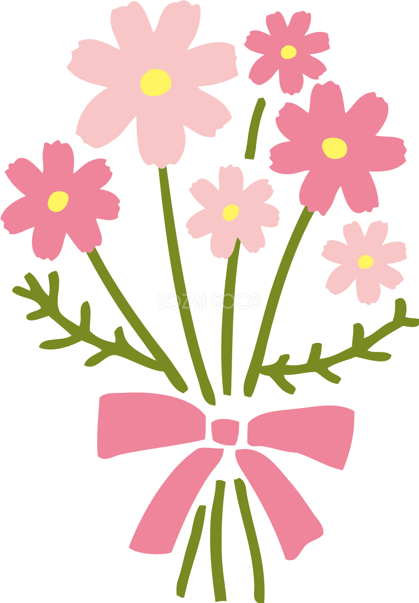 かわいいコスモス(秋桜)の花束イラスト無料フリー84507