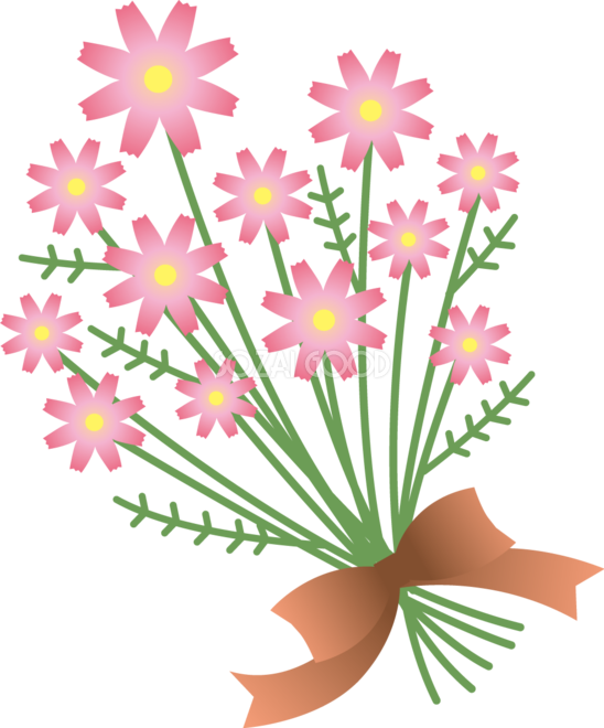 かわいいたくさんのコスモスの花束イラスト無料フリー84509 素材good