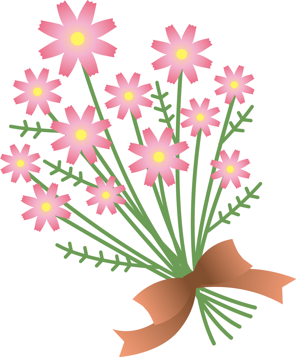 かわいいたくさんのコスモス(秋桜)の花束イラスト無料フリー84509に写真・文字を入れる