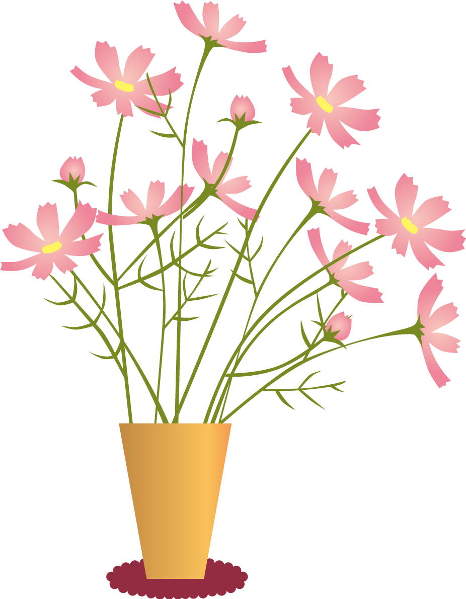 花瓶に入ったおしゃれコスモス(秋桜)イラスト無料フリー84514に写真・文字を入れる