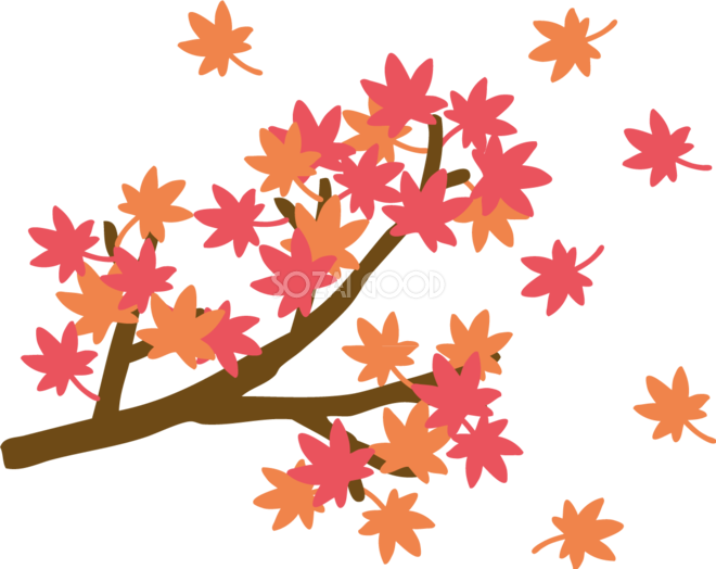 おしゃれなもみじの枝 紅葉イラスト無料フリー 素材good