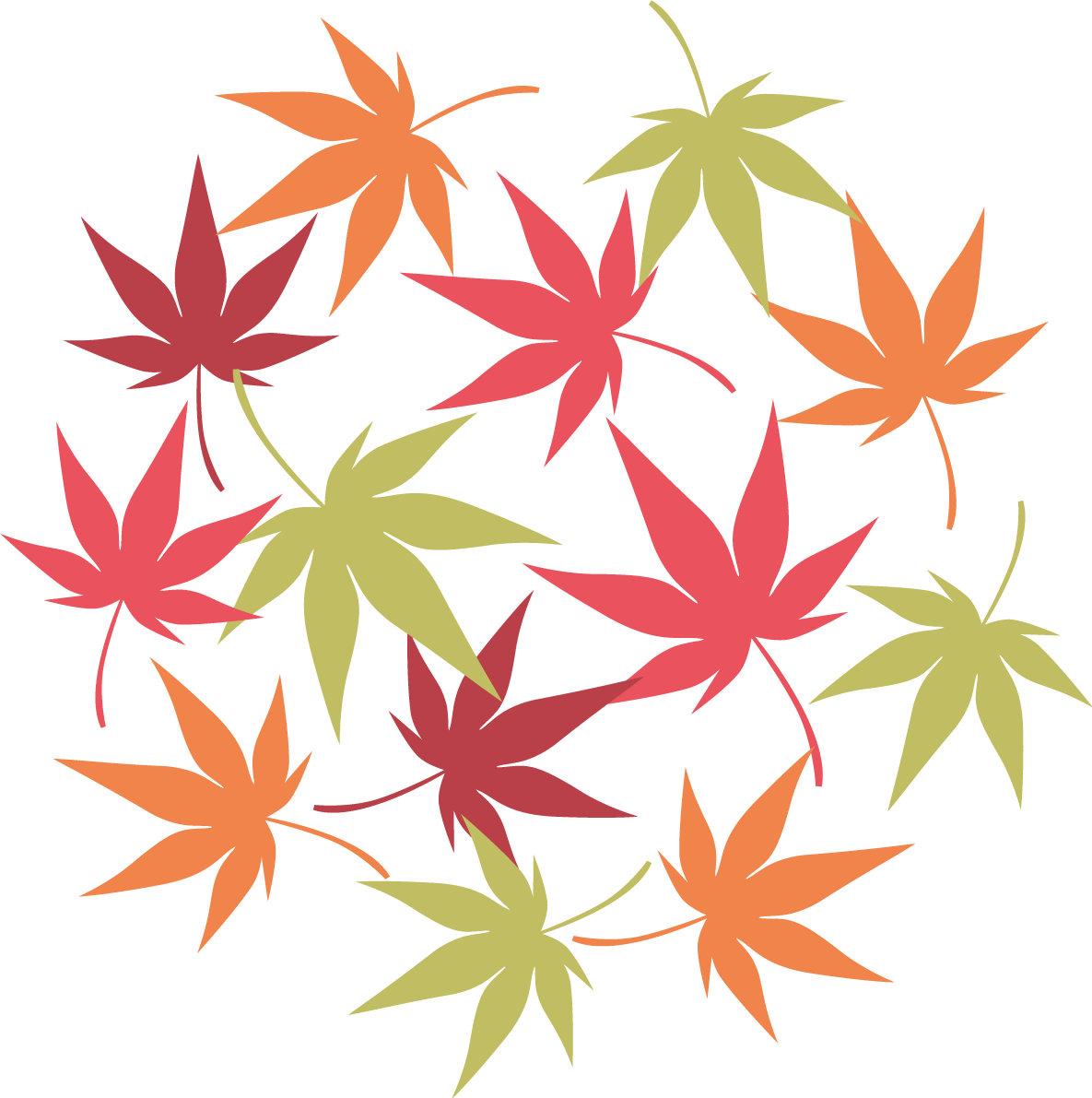 おしゃれな丸く集まったたくさんのもみじの葉 紅葉イラスト無料フリー84529に写真・文字を入れる