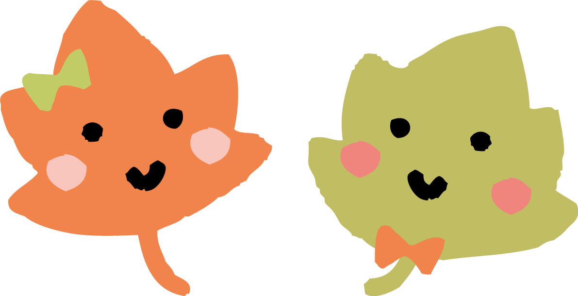 かわいい男の子と女の子のもみじの葉 紅葉イラスト無料フリー84539に写真・文字を入れる