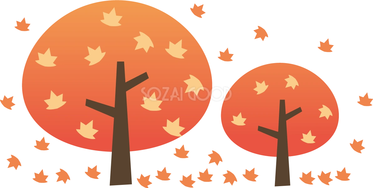 かわいい二本のもみじの木 紅葉イラスト無料フリー84540