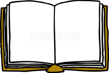 手描き風の黄土色の開いた本の見開きイラスト無料フリー84553