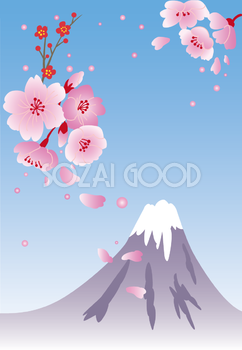 おしゃれ和風富士山と桜のきれいな風景の背景イラスト無料フリー84962