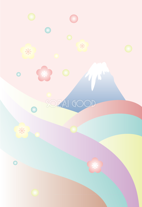 かわいい和風富士山パステル調の背景イラスト無料フリー 素材good
