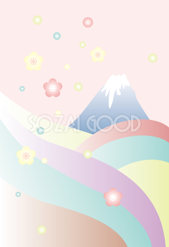 かわいい和風富士山パステル調の背景イラスト無料フリー84963