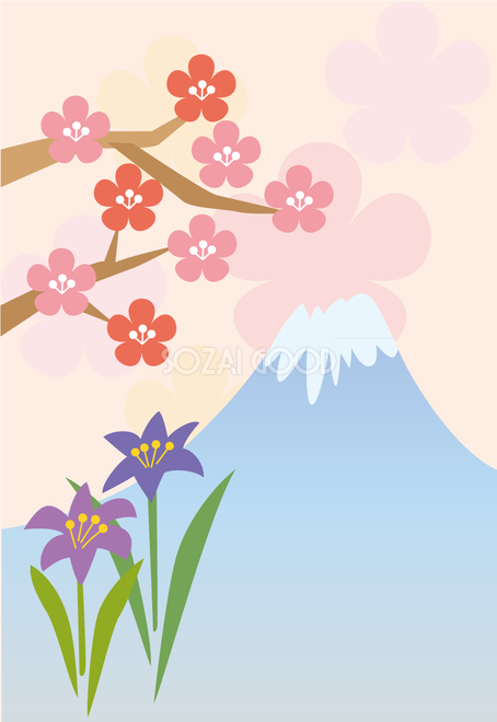 かわいい和風富士山が愛らしいの背景イラスト無料フリー 素材good