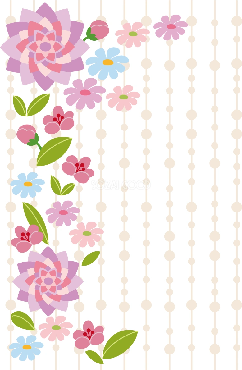おしゃれ和風きれい虹色お花の背景イラスト無料フリー84972