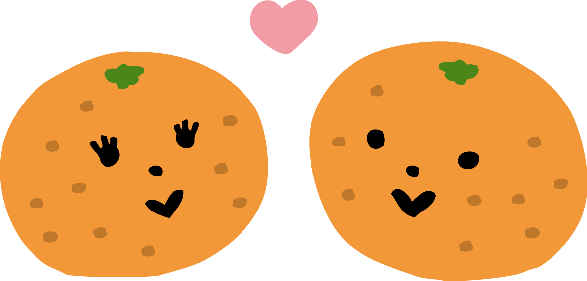 かわいいカップルのみかんイラスト無料フリー85028に写真・文字を入れる