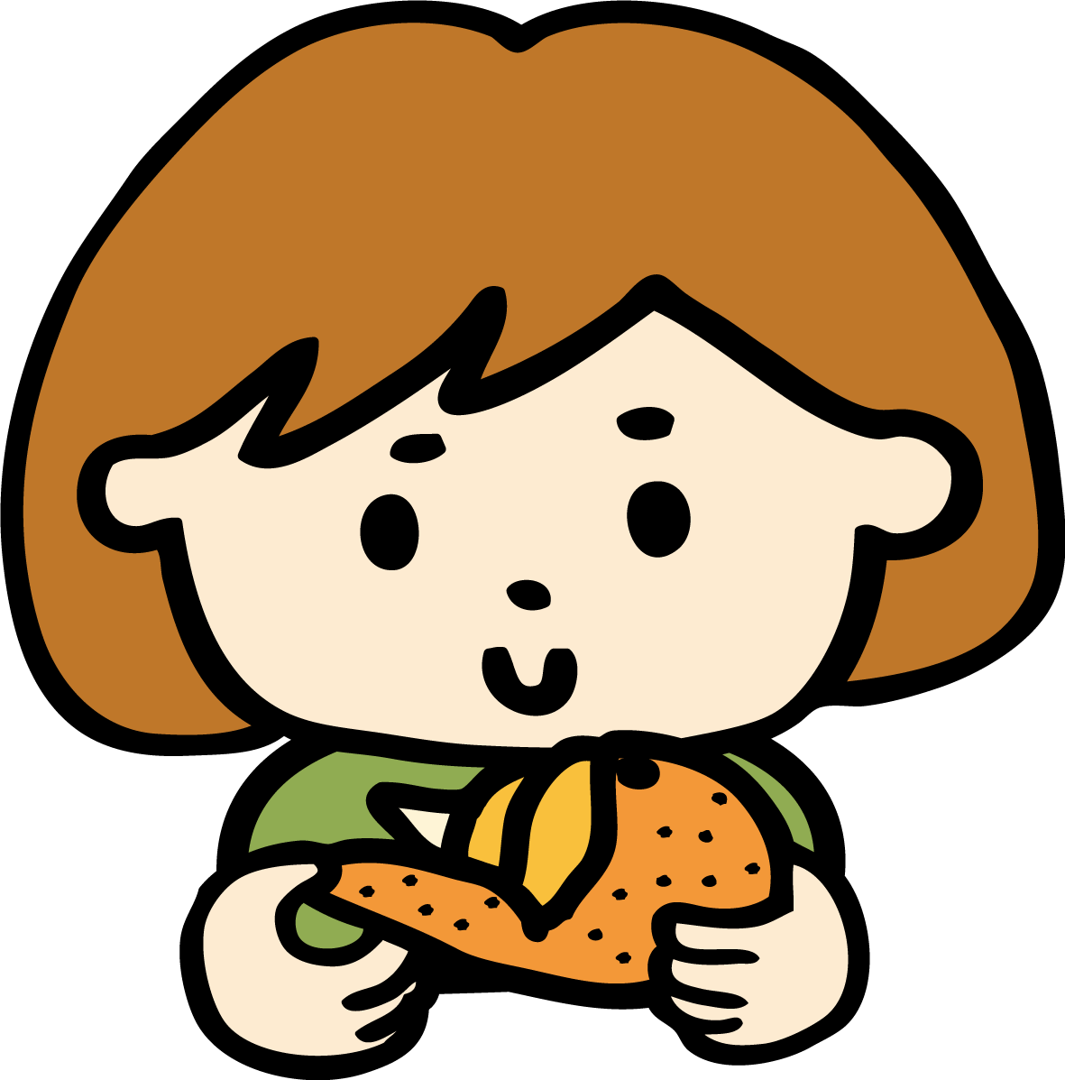 かわいいみかんの皮をむいている女の子イラスト無料フリー85038に写真・文字を入れる