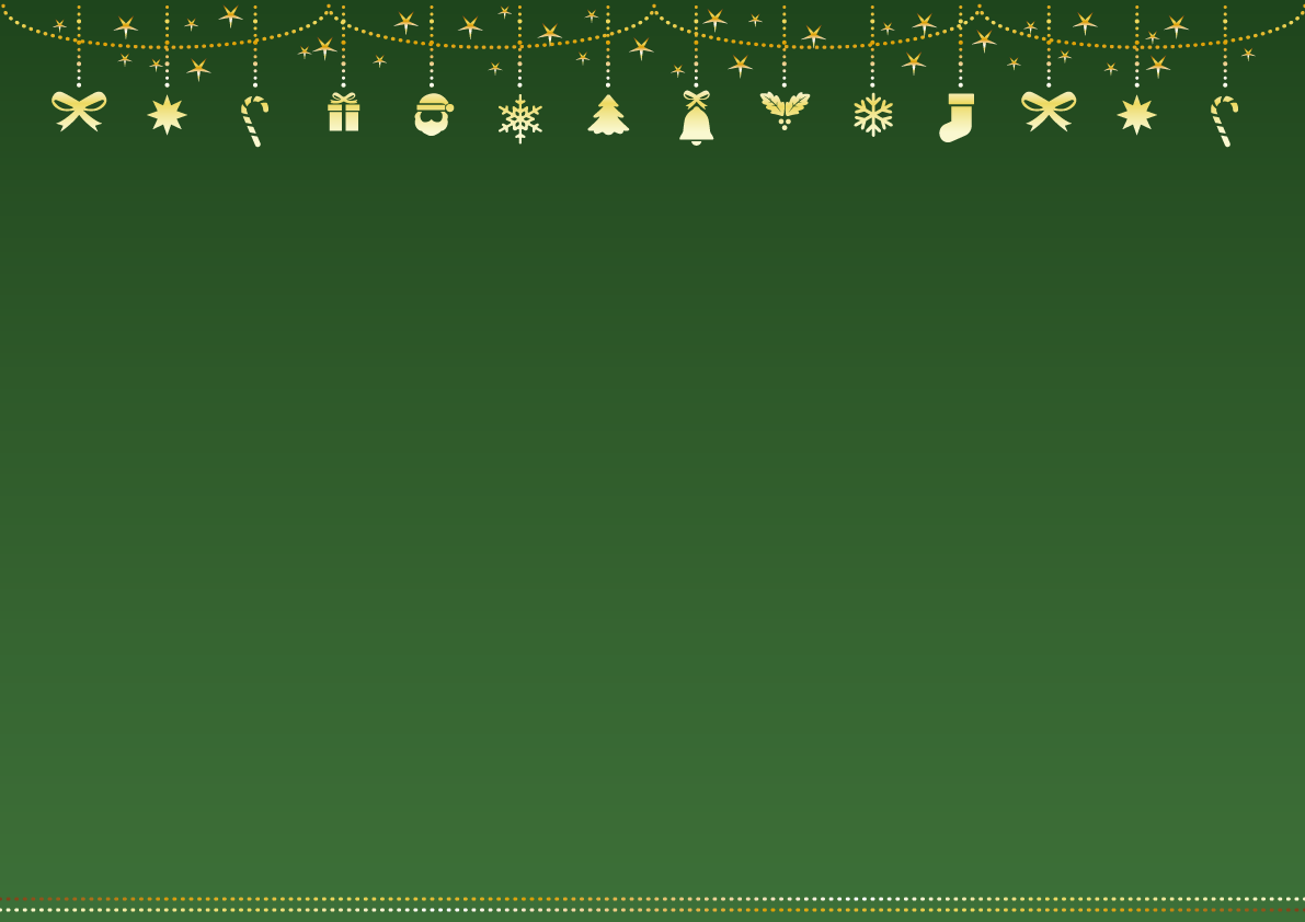 ゴールドグリーン飾りおしゃれクリスマス フレーム枠イラスト無料フリー85056に写真・文字を入れる