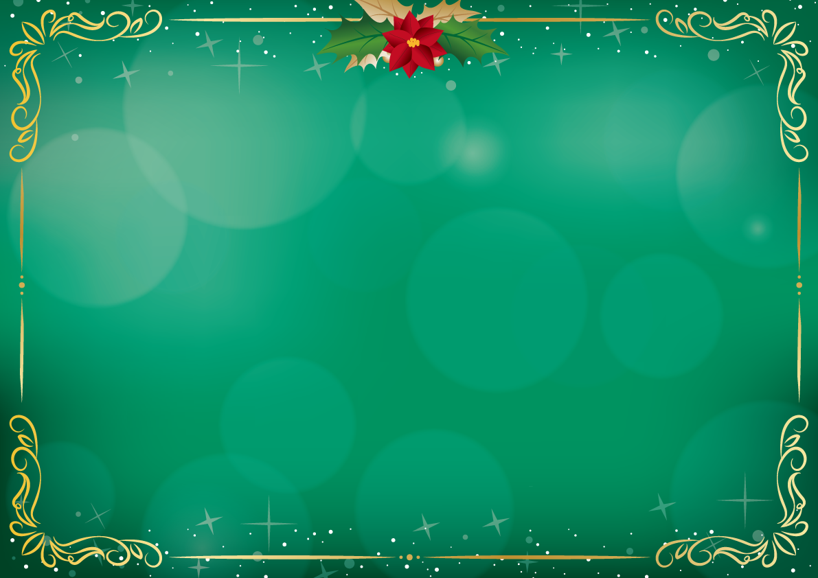 神秘的に輝くグリーンゴールド飾りおしゃれクリスマス フレーム枠イラスト無料フリー85066に写真・文字を入れる