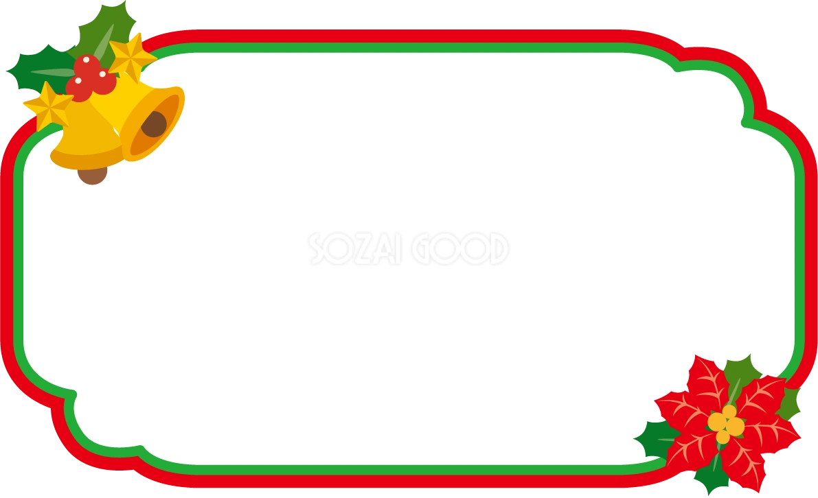 赤グリーンで囲むかわいいクリスマス フレーム枠イラスト無料フリー85080