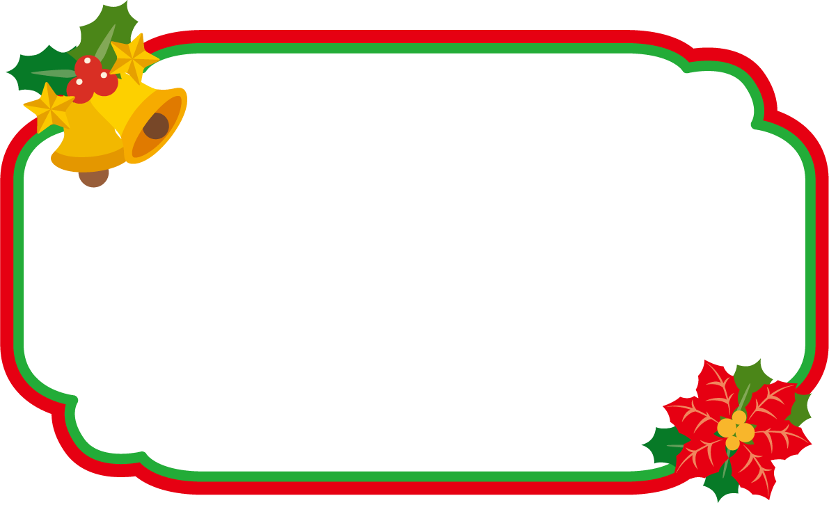 赤グリーンで囲むかわいいクリスマス フレーム枠イラスト無料フリー85080に写真・文字を入れる