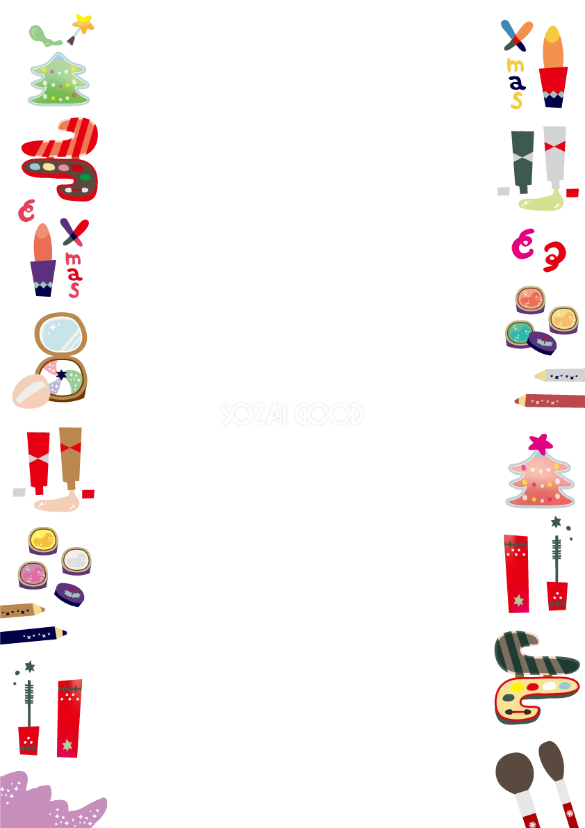 おしゃれクリスマスフレーム枠イラスト(コケティッシュなクリスマスコフレ)無料フリー85092