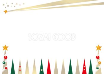 おしゃれクリスマスフレーム枠イラスト シャイニー流れ星 無料フリー 素材good