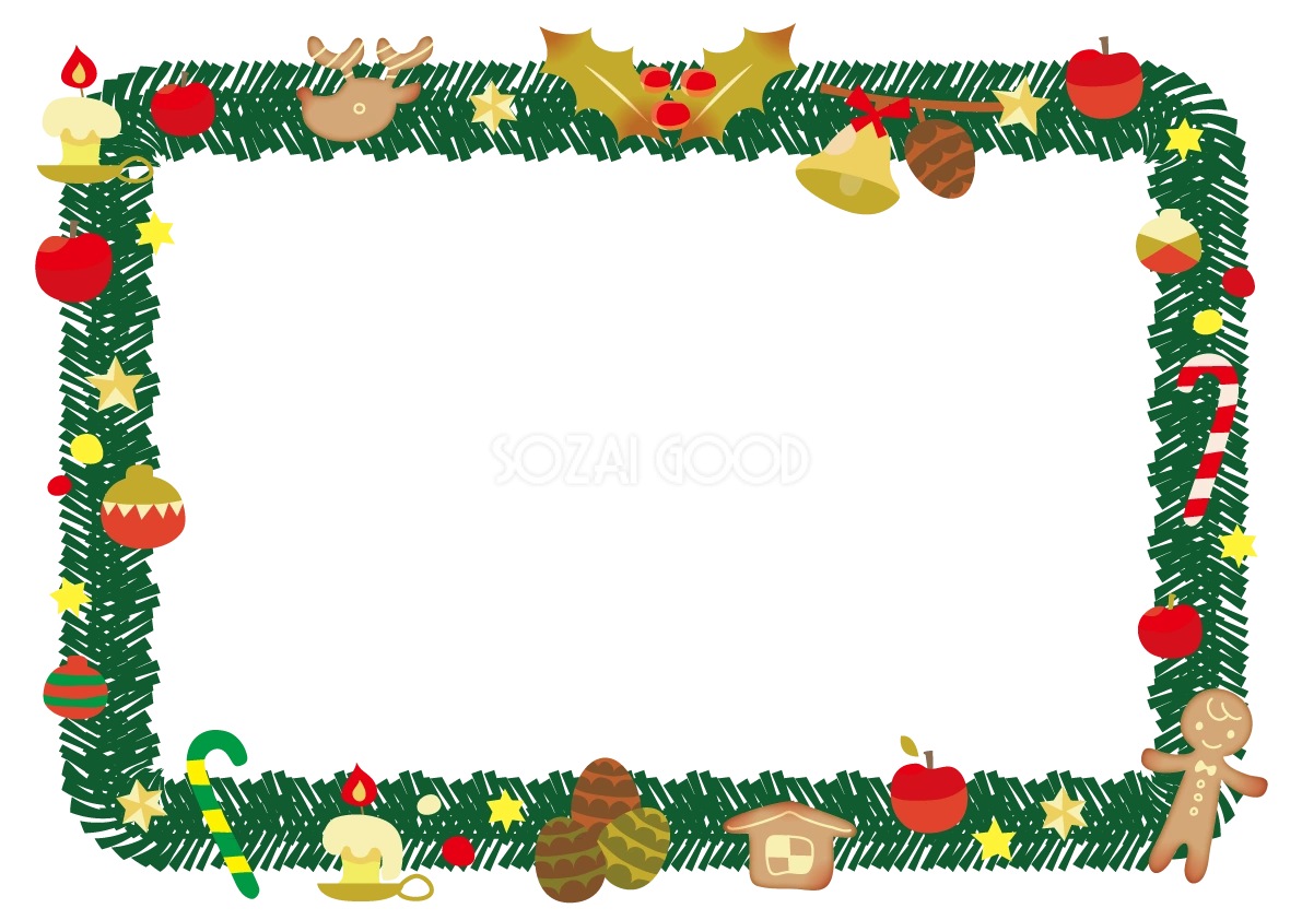 かわいいクリスマスフレーム枠イラスト(ザ・クリスマスリース)無料フリー85112