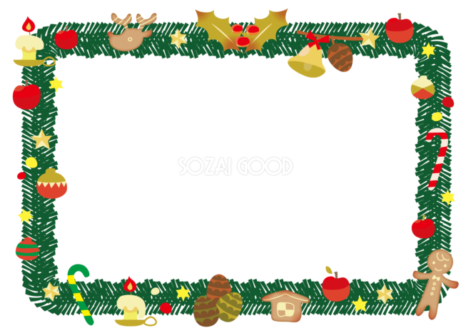 かわいいクリスマスフレーム枠イラスト ザ クリスマスリース 無料フリー85112 素材good