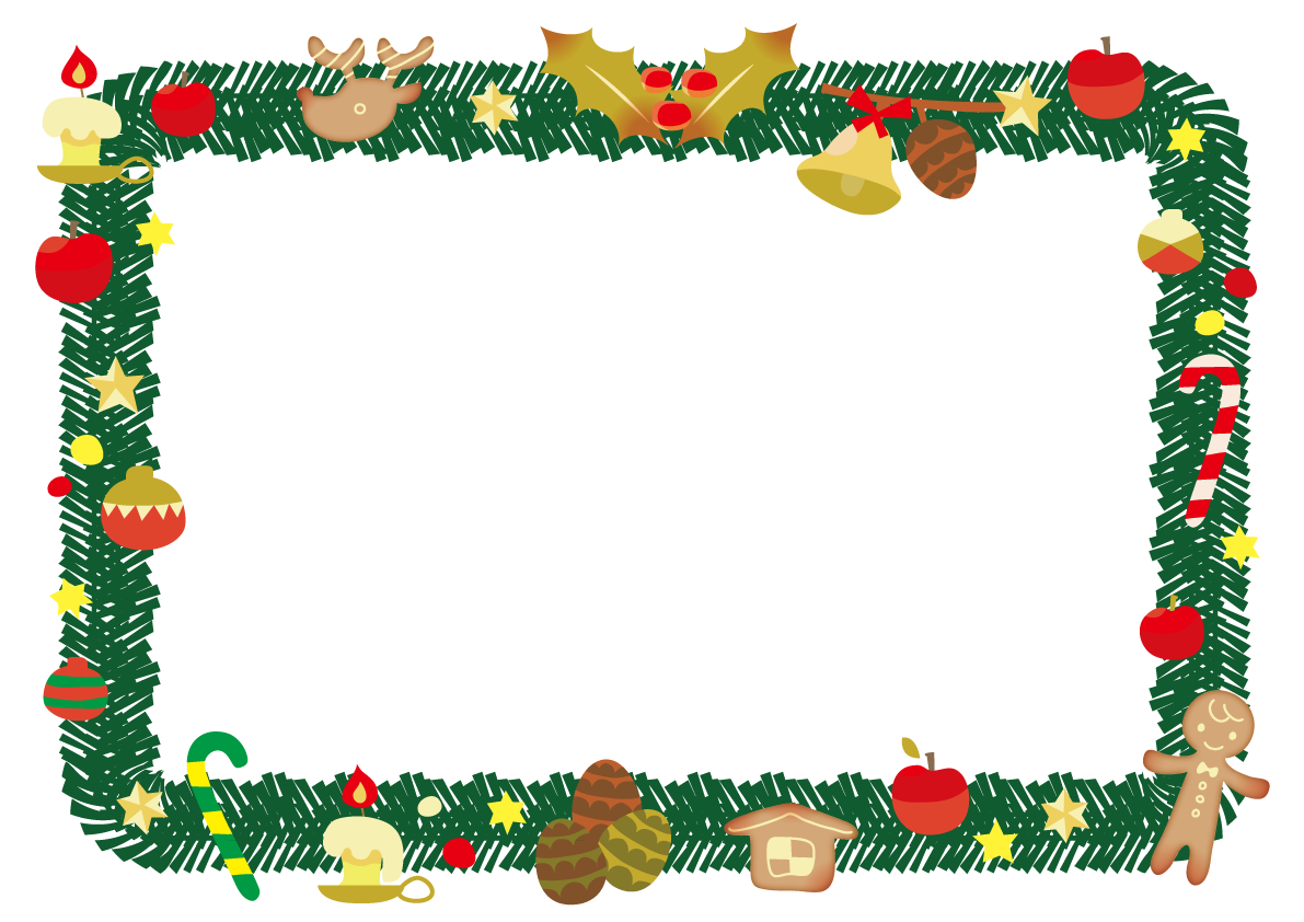 かわいいクリスマスフレーム枠イラスト(ザ・クリスマスリース)無料フリー85112に写真・文字を入れる