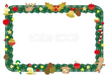 かわいいクリスマスフレーム枠イラスト ザ クリスマスリース 無料フリー 素材good