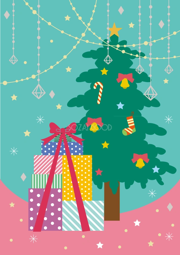 かわいいクリスマス(パステルカラーのポップなクリスマス)背景イラスト無料フリー85129