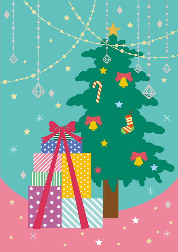 かわいいクリスマス(パステルカラーのポップなクリスマス)背景イラスト無料フリー85129に写真・文字を入れる