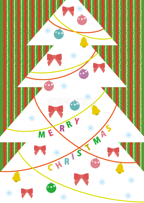 かわいいクリスマス 白いツリーにポップな配色 背景イラスト無料フリー85131 素材good