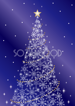 雪の結晶の美しいおしゃれクリスマスツリー背景イラスト無料フリー85135