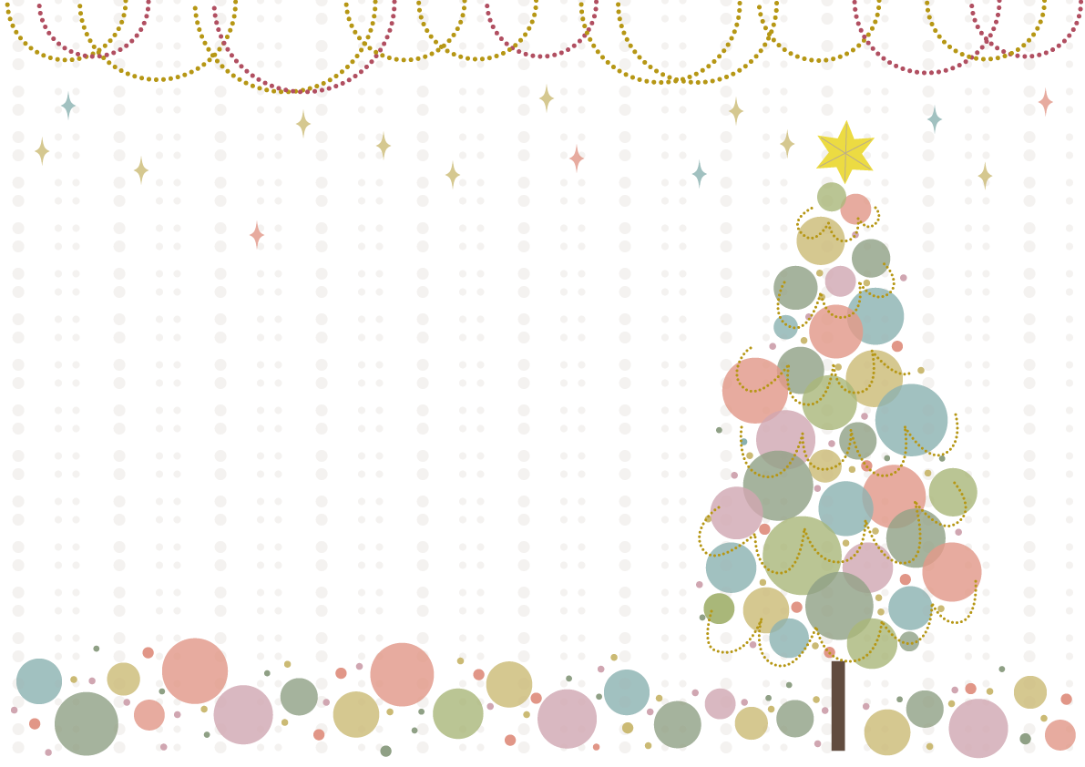 おしゃれクリスマスフレーム枠(シックなパステルカラーのクリスマスツリー)イラスト無料フリー85136に写真・文字を入れる