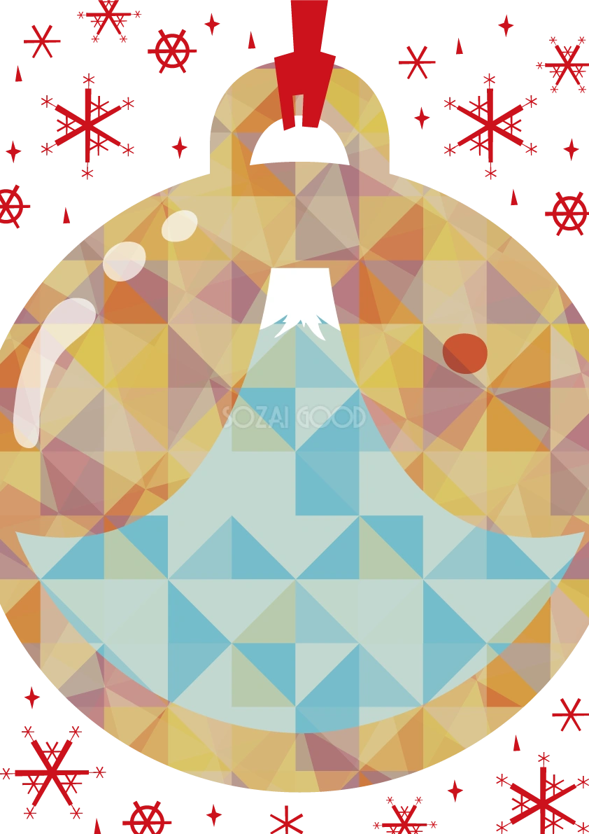富士山（おしゃれ：年末年始 クリスマスコラボ富士）背景イラスト無料フリー85224