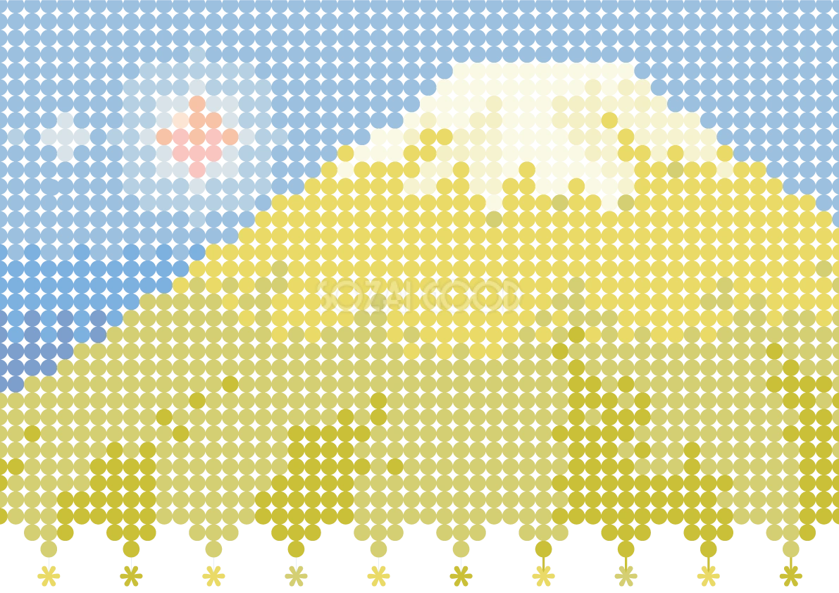 富士山（かわいい：懐かしドット風ゴールド富士）背景イラスト無料フリー85234