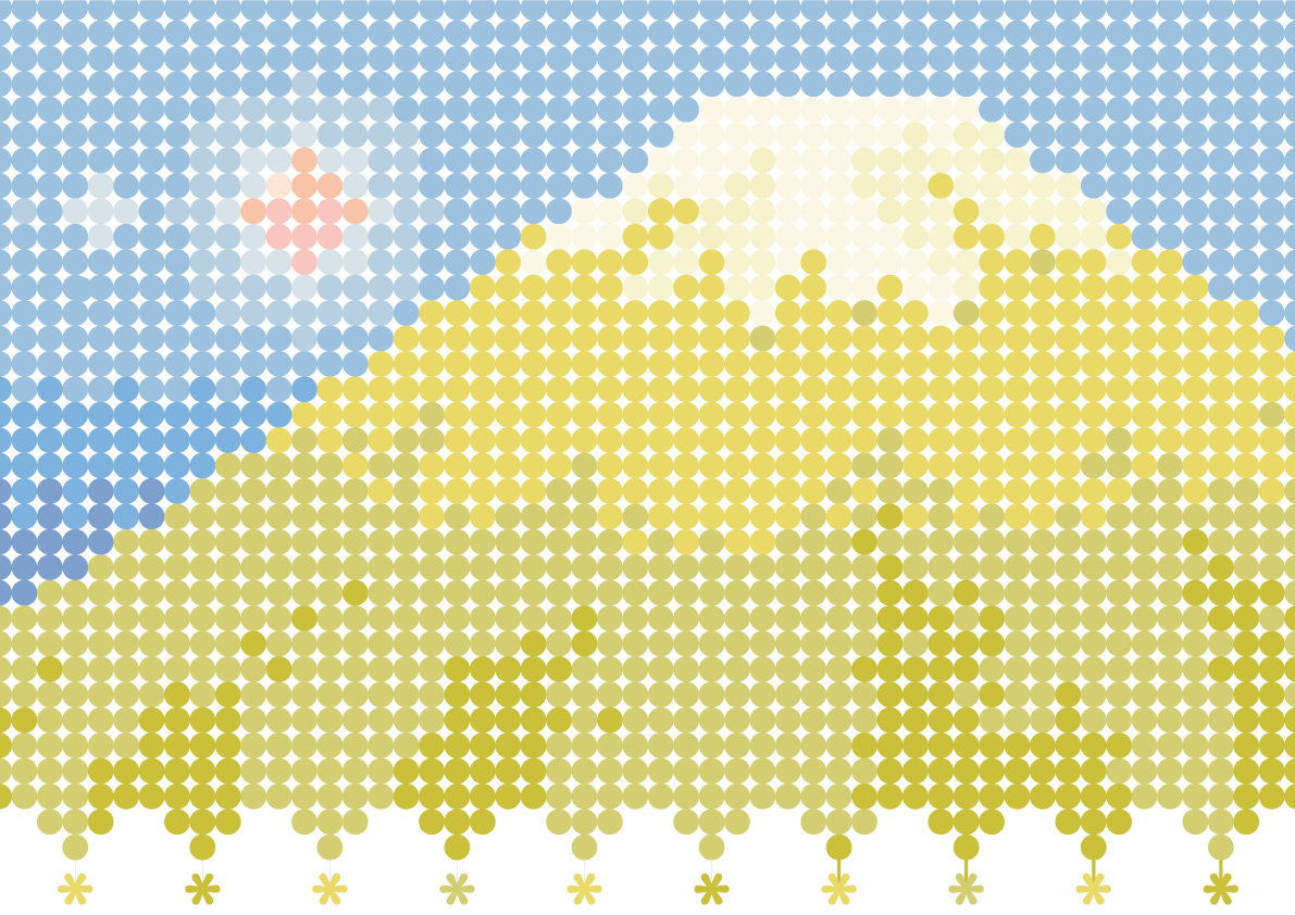 富士山（かわいい：懐かしドット風ゴールド富士）背景イラスト無料フリー85234に写真・文字を入れる
