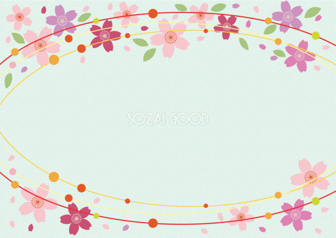 和風フレーム枠イラスト さわやかな桜をベースにした和柄 無料フリー