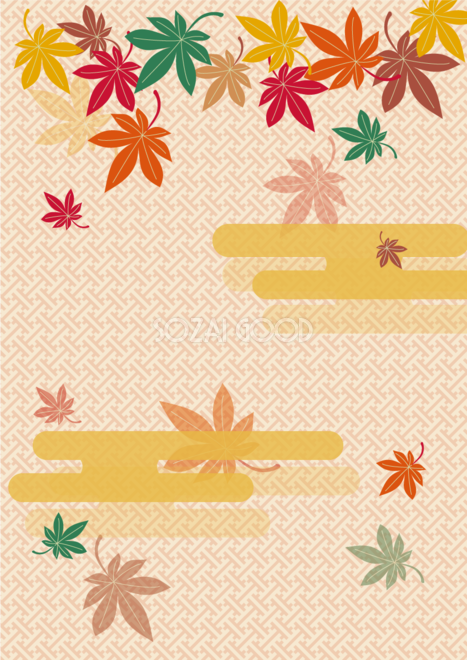 和風フレーム枠イラスト 美しく散る紅葉に侘び寂びをイメージ 無料フリー 素材good