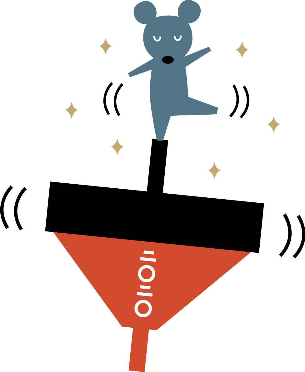 コマの上で回る ねずみ(ネズミ 鼠) かわいい子年の無料イラスト(2020)85288に写真・文字を入れる